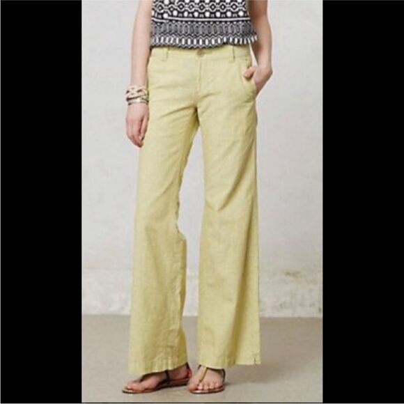 Pilcro and the Letterpress Pants - Pilcro and the Letterpress PILCRO Linen Blend Pants No 06 Light Green